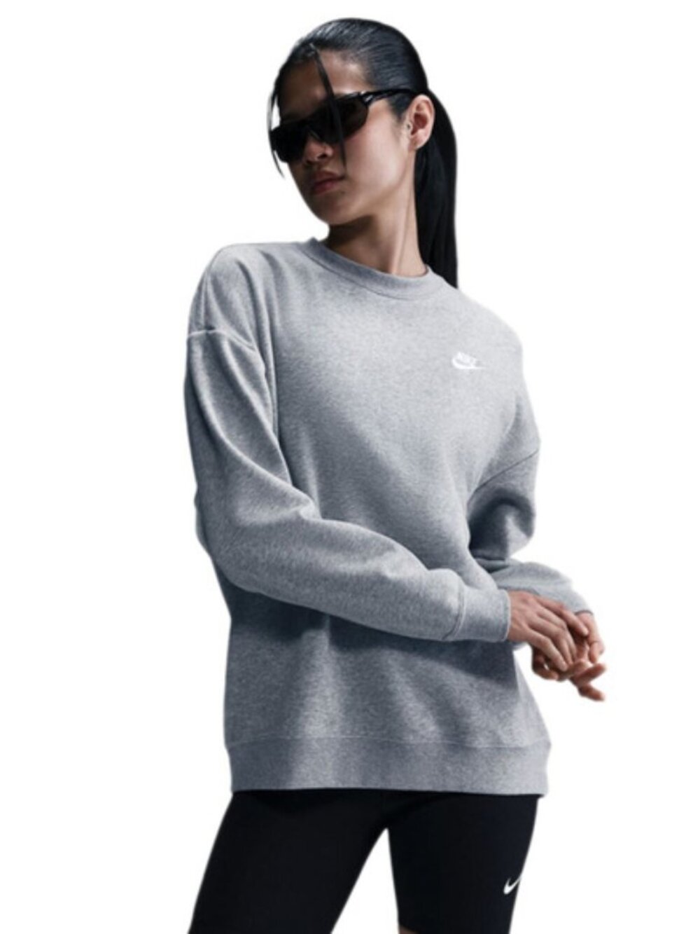 Nike Women's Grey Sportswear Club Loose Fit Crewneck Fleece Sweatshirt Size XL